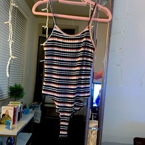 Striped spaghetti strap bodysuit